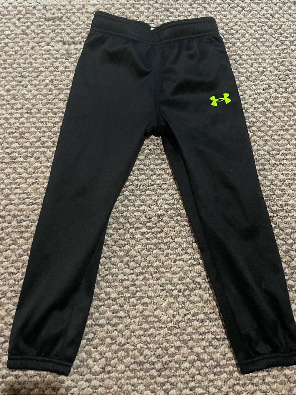 Under Armour Black Joggers with Neon Green Logo - Kids